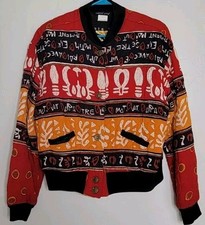 Vtg Carole Little Bomber Jacket quilted Button Front Sz 12 Designer Logo
