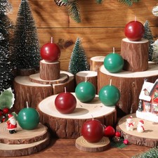 8 Pcs Mini Christmas Ball Round Candle, Small 2 Inch Ball Pillar Candle Wax R...