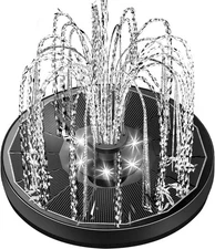 Glass Panel Solar Fountain with 2200 Mah Battery, 3.5W Black White 