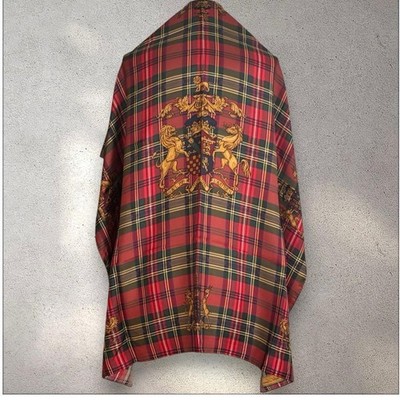 Ralph Lauren Scarf Shawl Tartan Check Horse Emblem Pattern  89×87cm