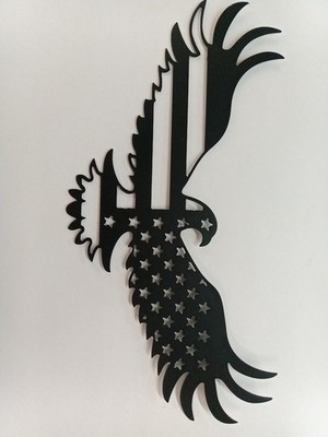 American Flag Iron Eagle Cut Out Wall Hanging