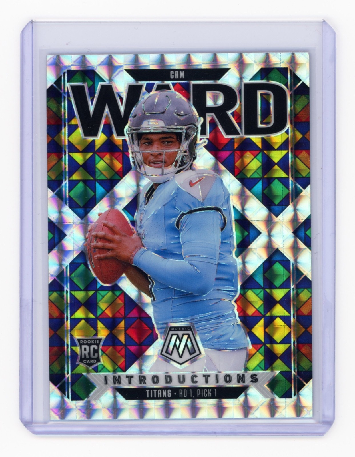 2025 Panini Mosaic Cam Ward Rookie Introductions Silver Mosaic #6 RC - Titans