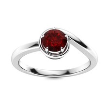 925 Sterling Silver Round Garnet Gemstone January Birth Solitaire Ring