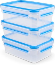 EMSA Clip & Close Frischhaltedosen-Set, rechteckig, 3 x 1 L, Aufbewahrungsboxen