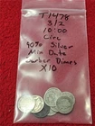 Picker's Delight Bag of CIRC Mixed Date 90% SILVER BARBER DIMES X10       #T1478