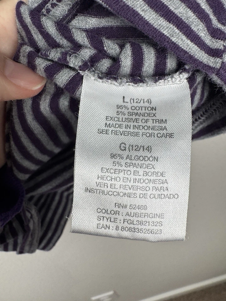 Faded Glory Womens Tank Top Size L Purple Gray Striped Y2K Babydoll Lace Trim - Image 3 of 4