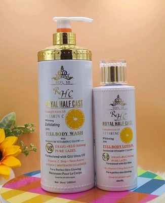 RHC Royal H-C Vit.C & Q12 Ultra whitenzer 3in1 lotion 400ml & Body Wash  spf50