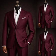 Men's Suits Peak Lapel 2Pcs Formal Workwear Coat Business Casual Slim Blazer