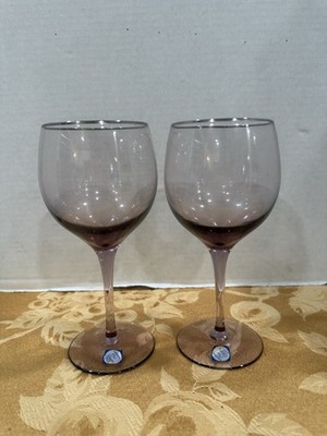 Lenox Plum Shadow Hand Blown Wine Glass,Vintage Amethyst W Gold Rim