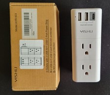 USB Multi Plug Outlet Extender Surge Protector with Rotating Plug, 6 AC Plug Ext
