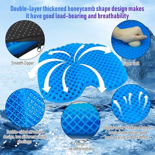 Kayak Seat Cushion, Thicken Anti Slip Waterproof Gel Kayak Seat, Portable Blue - Picture 4 of 7