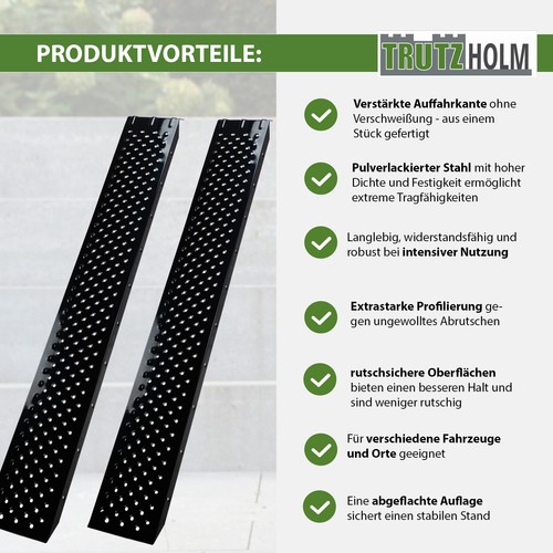 Auffahrrampe Verladerampe Motorradrampe 2x 160 cm Traglast 400 kg Stahl schwarz - Bild 9 von 10