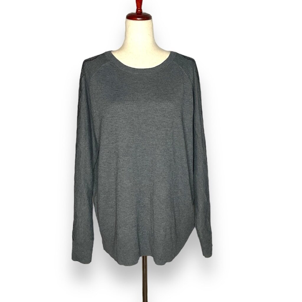 Smartwool Grey Round Neck Split Hem Pullover Knit… - image 1