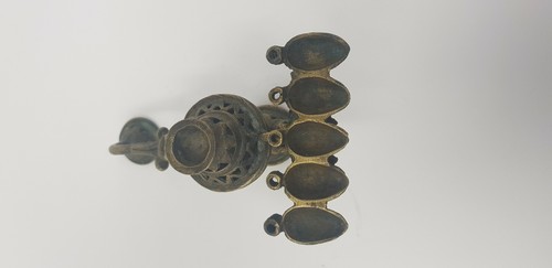 Vintage Old Brass Handcrafted Oil Lamp With Dhup Arti Decorative NH5299 - Picture 3 of 9