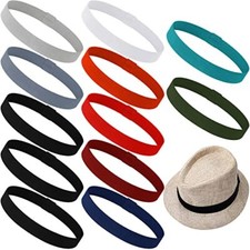 12 Pieces Stretchable Hat Band Ribbon Panama Hat Band Western Fresh Colors