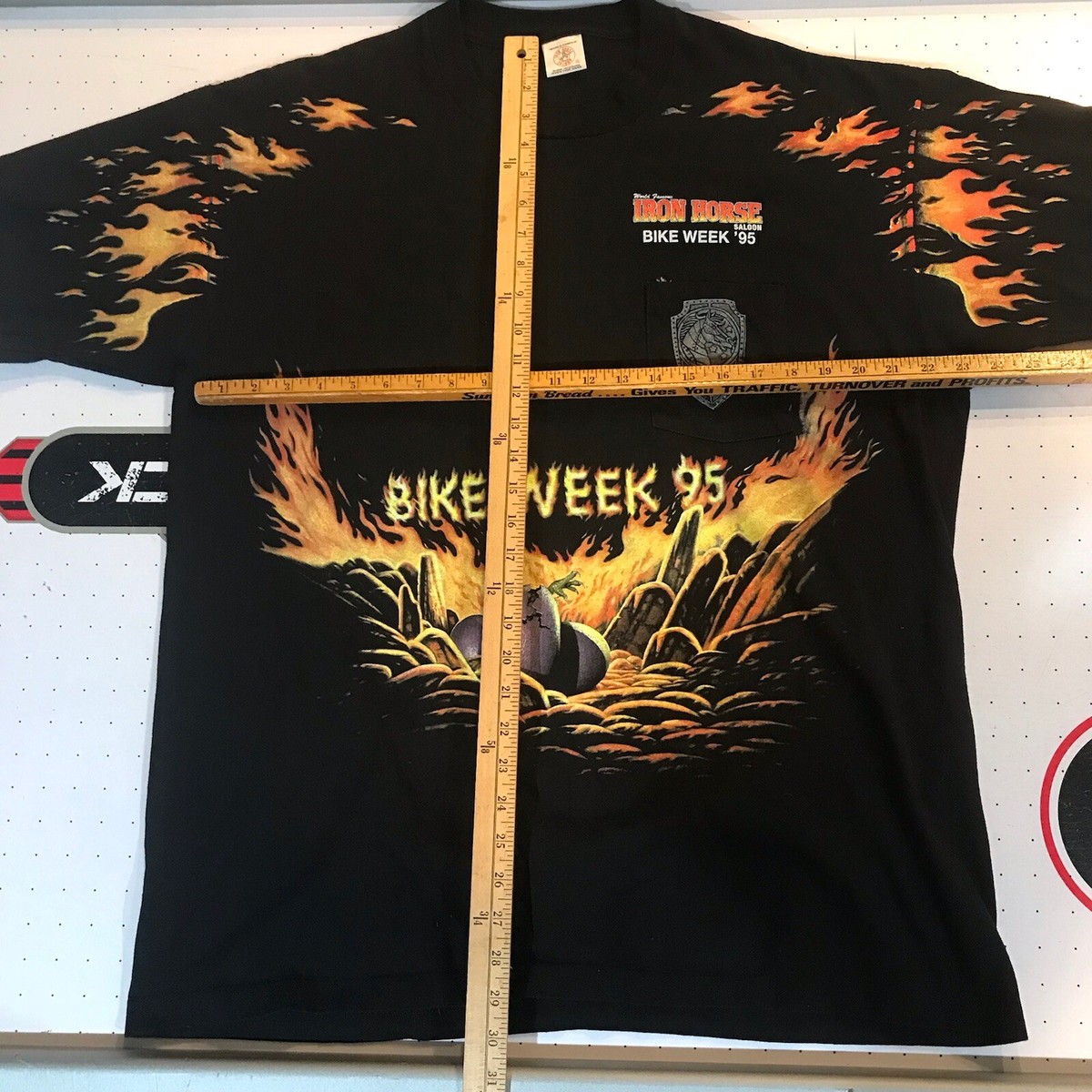 Rare Vintage 90s AOP Harley Biker Dragon Iron Horse Bike Week T 