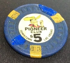 Pioneer Club $5 Casino Chip- Vegas Vic- From The Phil Jensen Collection