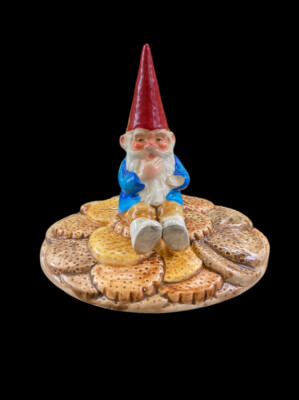 VINTAGE 1980 GORHAM DAVID THE GNOME Cookie Jar Lid Ceramic Decor Collectable