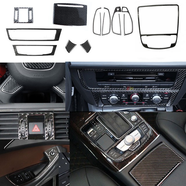 Carbon Fiber Inner multimedia knob decor Cover Trim For Audi A6 C7 2012
