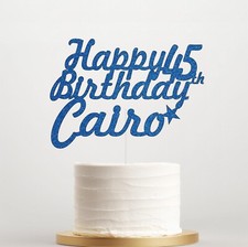 Personalized Happy Birthday Cake Topper, Glitter Cake Decoration, 14 Colours