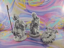 5 Piece Ceramic Nativity 8'', Jesus/Mary/Joseph/Manger Christmas, Vintage 1980s