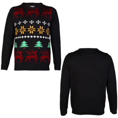 NEW MENS MERRY XMAS JOLLY BLUE KNITTED JACQUARD CHRISTMAS JUMPER TOP SIZE  S-3XL UK