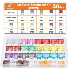 30Pcs Mini Car Fuse Kit - Mini Blade Fuses Automotive - Fuses Assortment Kit