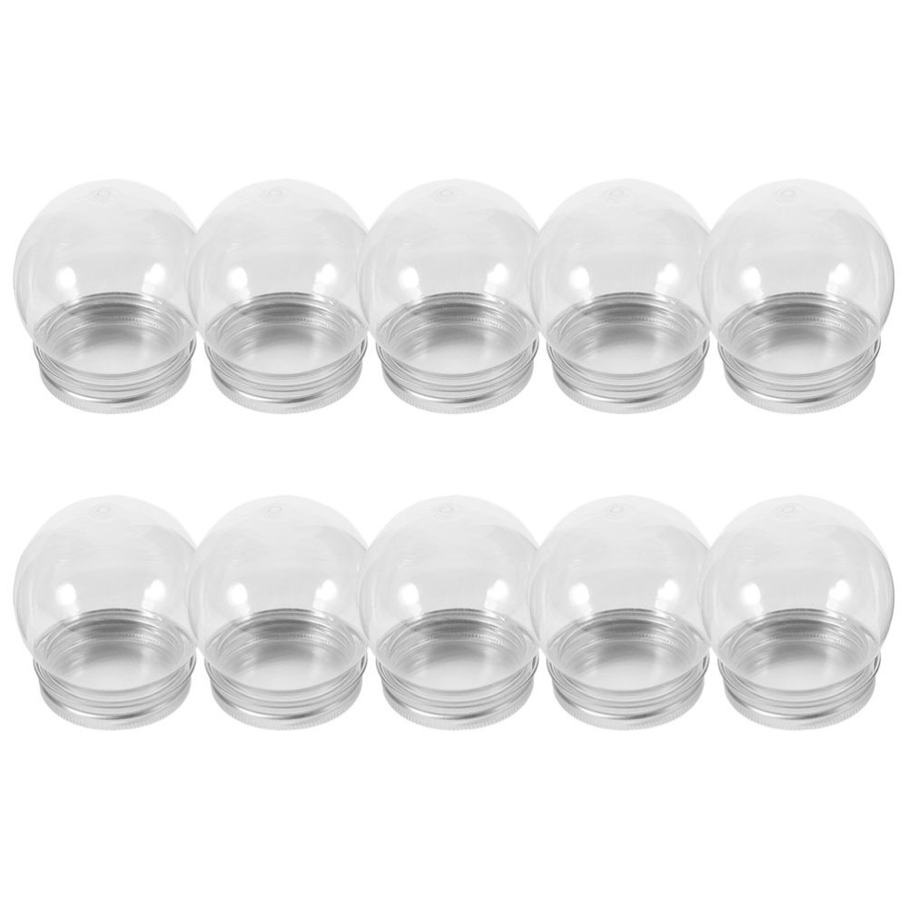 10pcs Small Snow Globe Plastic Clear Globes with Screw Off Caps Candy
