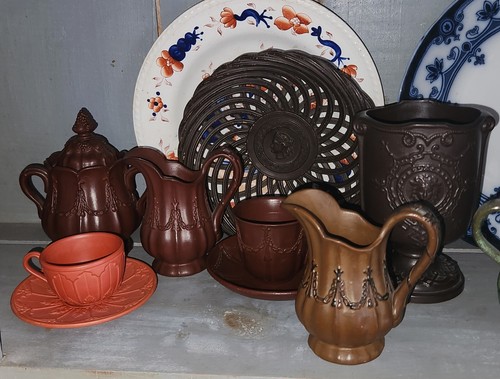 CREAMER PITCHER, Wilhelm Schiller & Son, WS&S, Brown, Swag, Neoclassical, 4"t - Picture 11 of 11