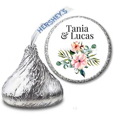 108 Personalized Floral Bridal Shower Favors Hershey Kiss Wedding Candy Wrappers