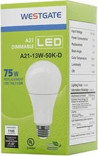 Westgate Lighting 13W A21 LED Light Bulb Dimmable LED Lamp Bulbs