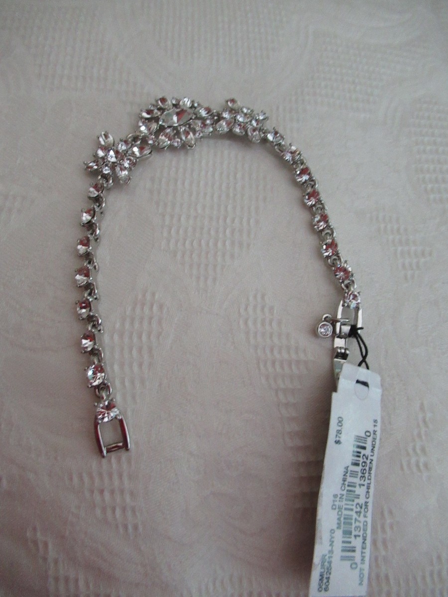 NWT Givenchy Flex Bracelet / Clear Crystal Stones/ Silver