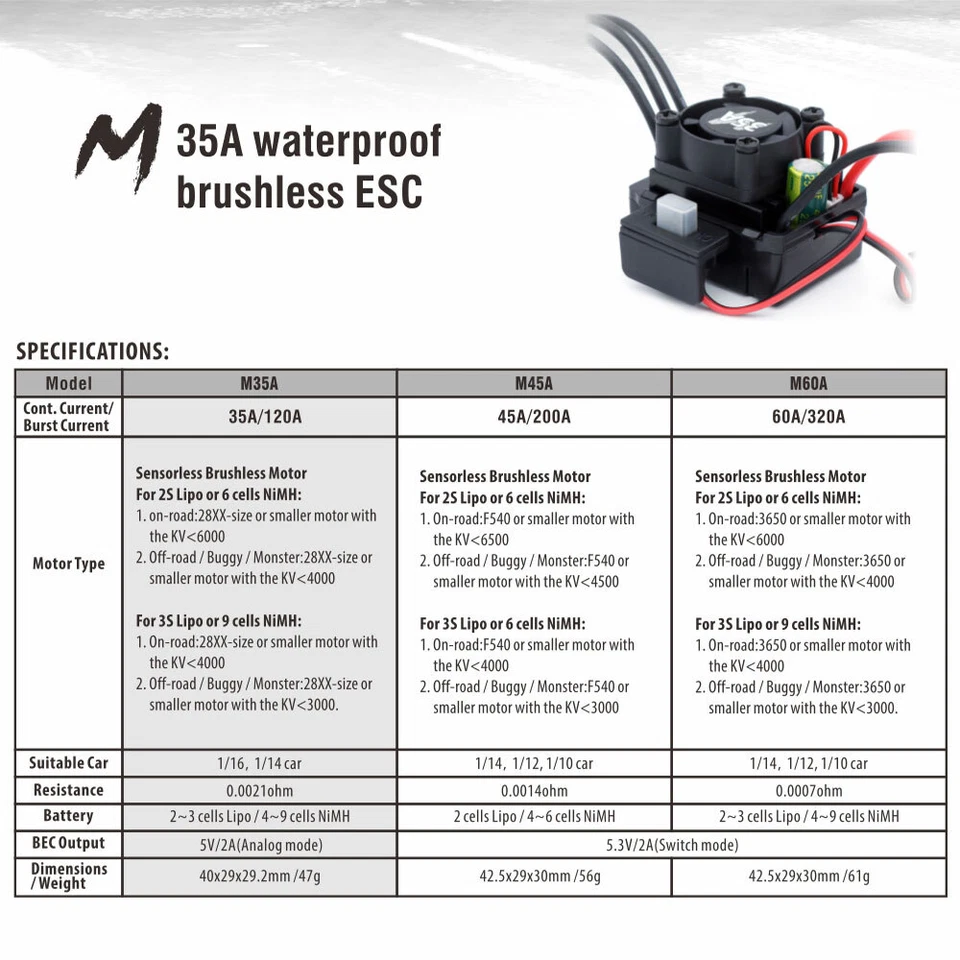 Surpass Hobby RC Brushless Motor 540 and 45A ESC Combo for 1/12 1/14 RC Car - Bild 2 von 4