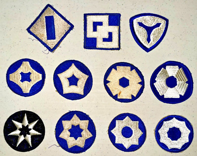 ORIGINAL WWII US Army Service Command 11 Patches 1st - 9th With ...