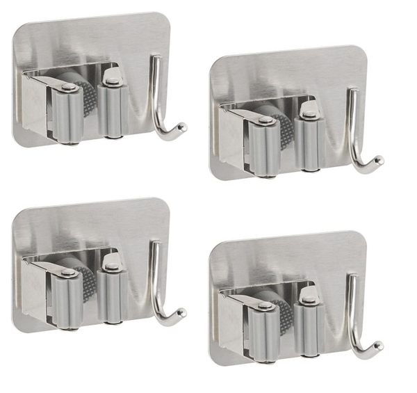 4X Stielhalter Werkzeughalter Selbstklebend GeräTehalter Ohne Bohren Edelstahl-image