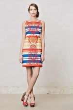 Anthropologie Banded Totem Shift Dress NWT 4 by Tabitha Stripe Embroidery Sheath