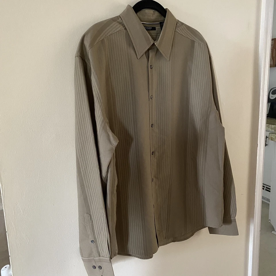 Camisa de vestir vintage para hombre Mondo di Marco tostada texturizada con botones talla L grande Foto 3 de 4