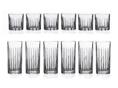 NEW SET OF 6 RCR TIMELESS STYLE CRYSTAL WATER,HIGHBALL,WHISKEY GLASS-FROM ITALY