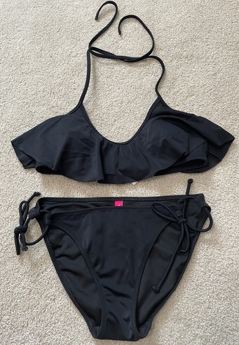 Victorias Secret Black Bikini New Small Clasp Back Tie Neck Bottom Tie Summer