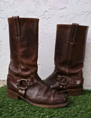 Vintage Frye 2225 Brown Harness Campus Boots Square Toe Mens Size 12 D USA MADE