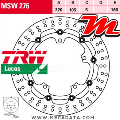 Disque de frein Avant TRW Lucas MSW 276 Triumph 1050 Speed 94, 94R ABS 2015+ - Photo 1/2
