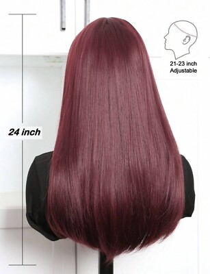 Magnifique Perruque Longue Rouge Cuivré - Synthétique Lisse Pour Femme - Bonnet Ajustable Inclus
