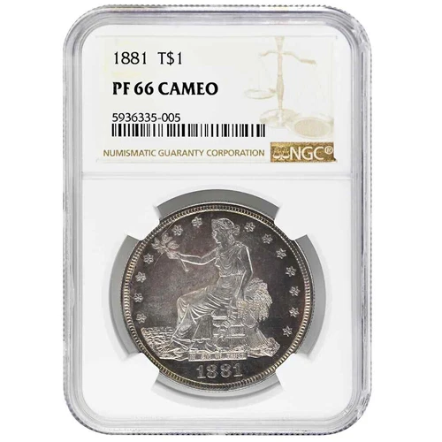 1881 T$1 Trade Dollar, NGC PF66 CAMEO Rare Coin