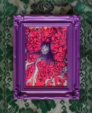 Beautiful Abstract Acrylic Painting By BLYRE CPANX Purple Frame Small 7" X 9"