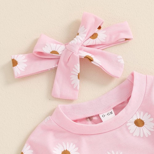 Newborn Toddler Baby Girl Fall Winter Outfits Daisy Print Sweatshirts Tops Pa... - Picture 6 of 9