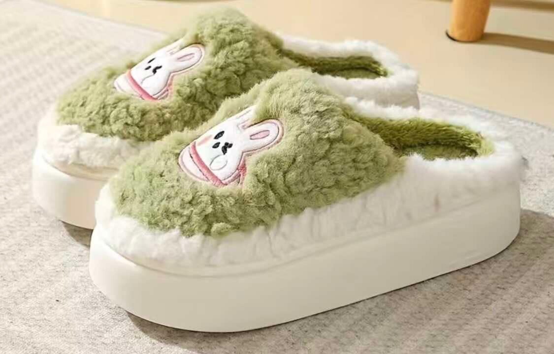 SAOLA Ciabatte da donna accoglienti coniglietto dei cartoni animati suola spessa calda scarpe slip on da interno