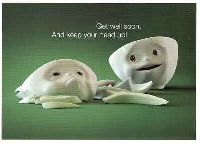 Postkarte - Die sprechende Tasse - ''Get well soon. And keep your head up!''