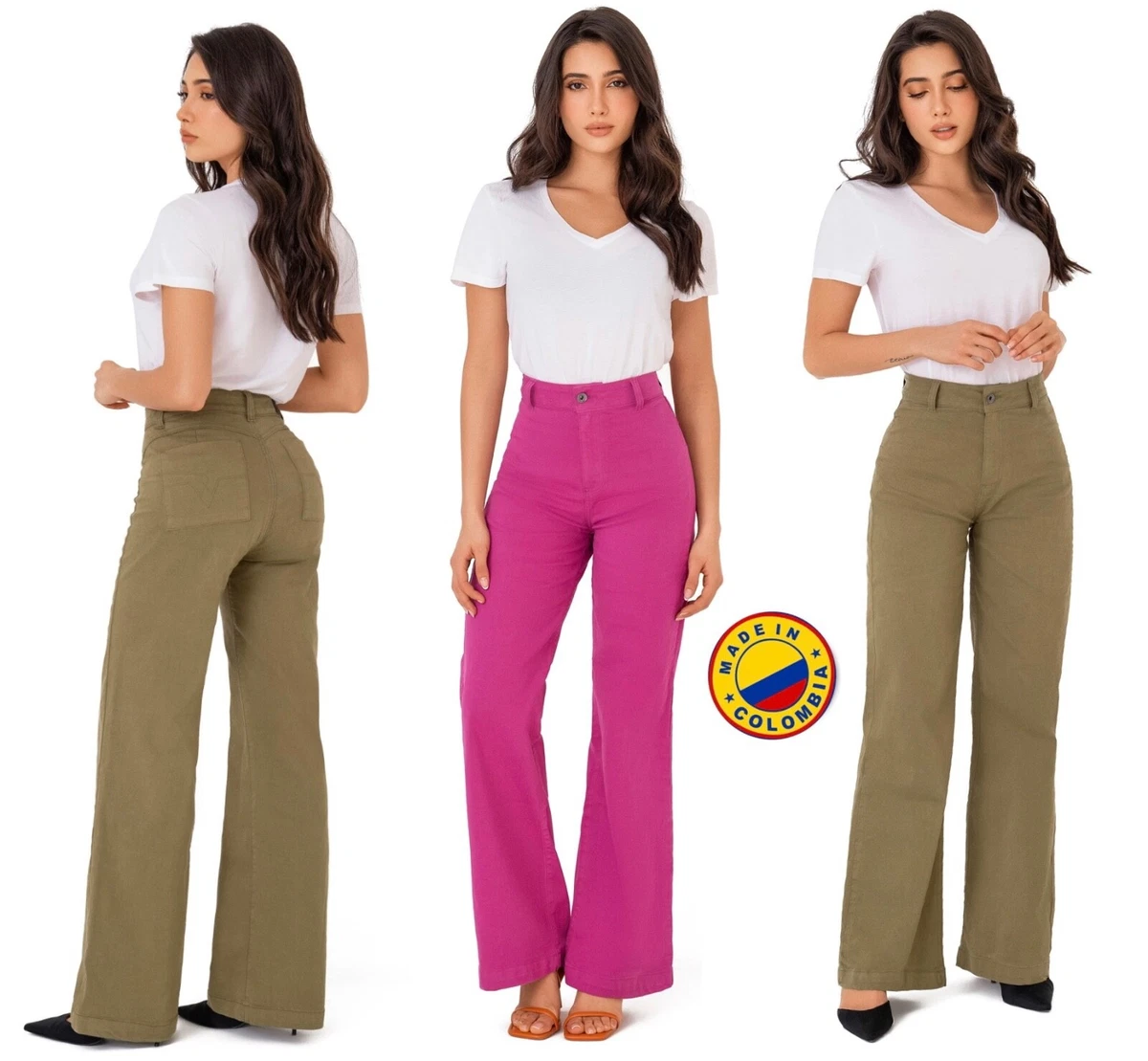 Push Up Jeans Pantalon Colombiano Levanta Cola Butt Lifter Wide Leg High  Waisted