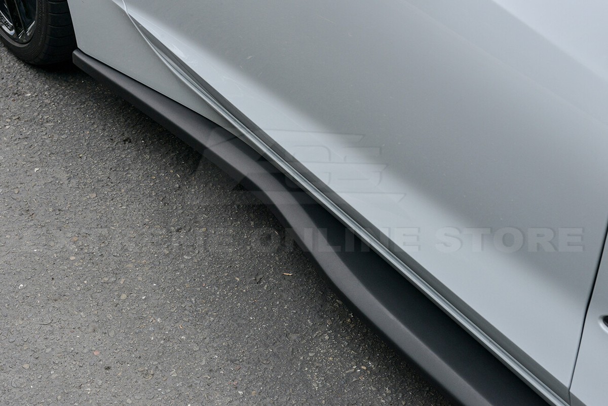 For 14-Up Corvette C7 Side Skirts Z06 Style ABS CARBON COLOR Extensions