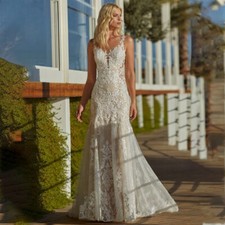 Luxury Mermaid Wedding Dresses Lace Backless Sleeveless Appliques Bridal Gowns